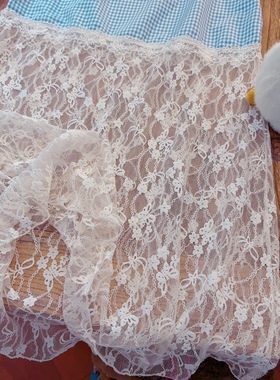 rom2踏青田园风 可爱蓝色格子 森女甜美蕾丝拼接 高腰半身裙