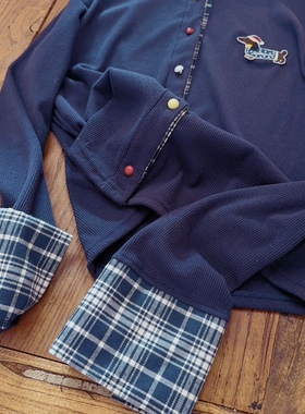 rom2微弹力 面料柔软舒适 复古蓝色学院风 小狗针织披肩开衫外套