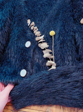 rom2可爱毛绒绒 个性黑色辣妹风 气质针织毛衣披肩开衫小外套