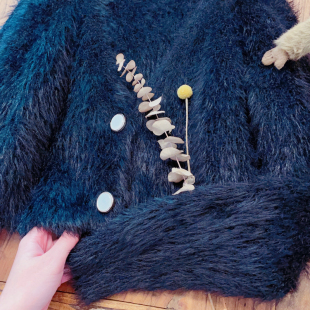 rom2可爱毛绒绒 个性黑色辣妹风 气质针织毛衣披肩开衫小外套