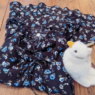 复古小碎花泡泡袖 rom2小码 侧开拉链 胸口绑带 雪纺连衣裙 样衣