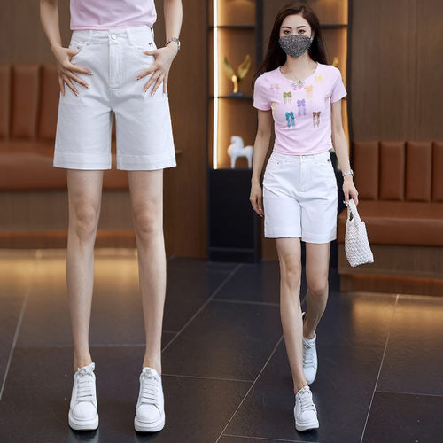短裤女夏季2026新款纯棉牛仔直筒五分裤薄款宽松休闲5分阔腿裤子