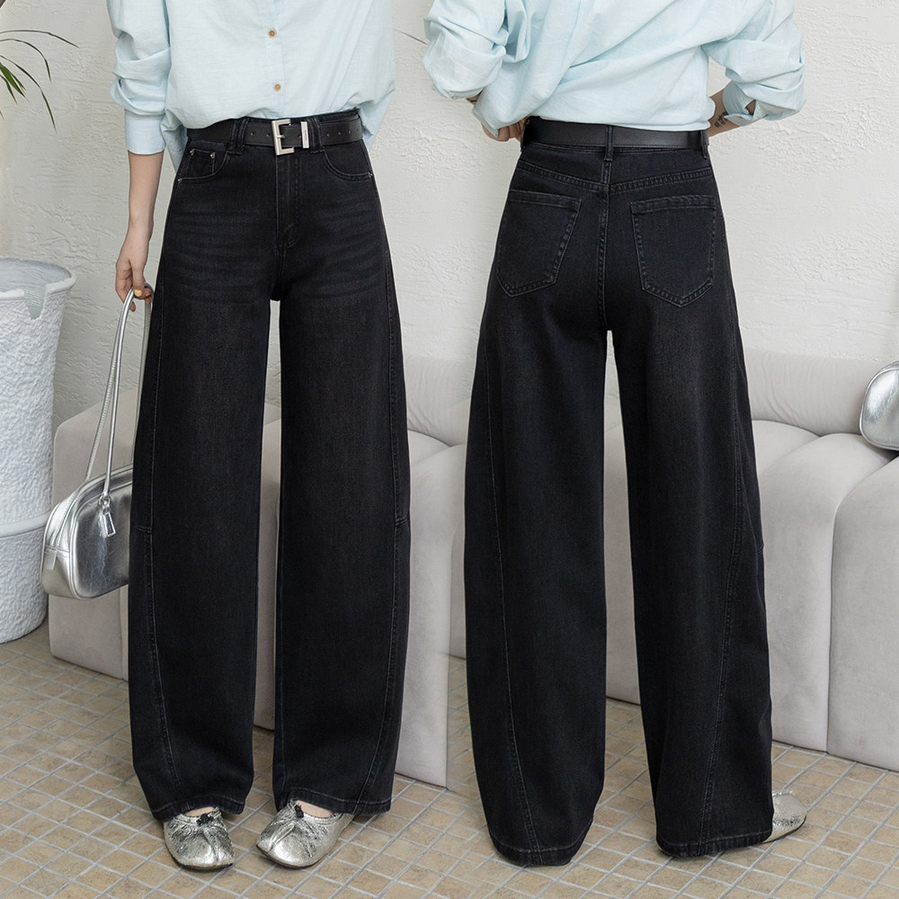 黑色高腰喇叭牛仔裤女2026春秋垂感显瘦通勤西装裤小个子微喇长裤