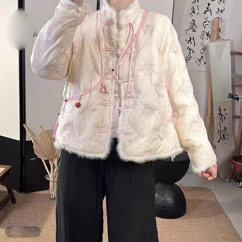 国风小个子显瘦保暖刺绣羽绒服女