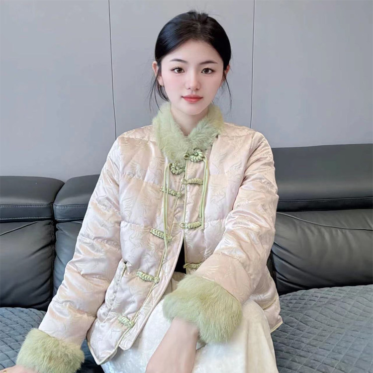 国风复古白鸭绒冬季外套女