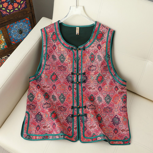 春季新中式提花重工刺绣马甲女