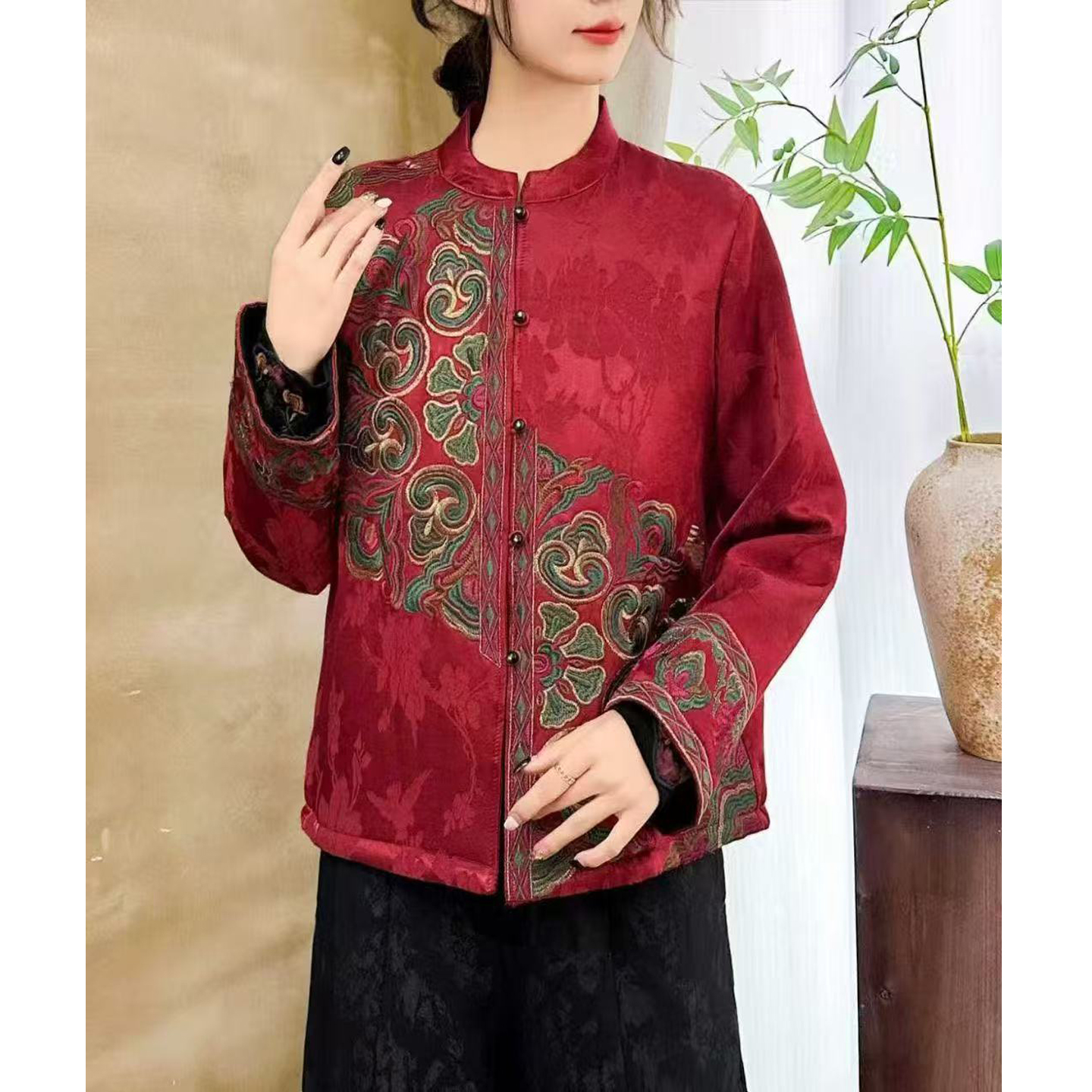 秋冬新中式国风重工刺绣棉服外套