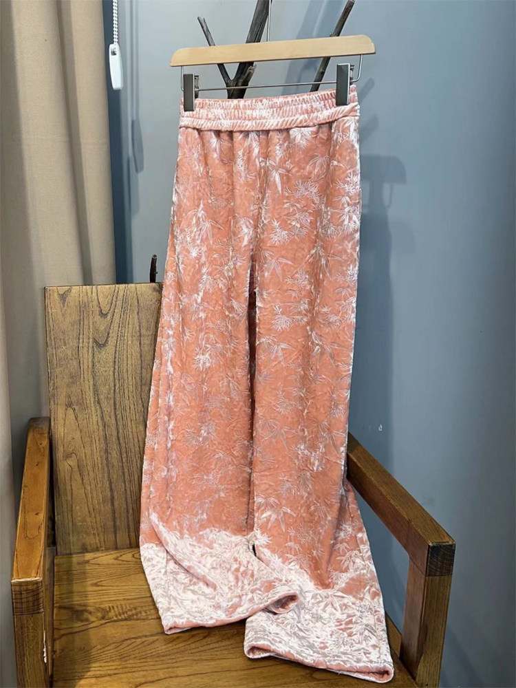 高腰新中式加绒休闲裤