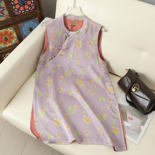 夏季新中式无袖立领盘扣宽松小衫