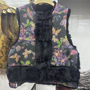 秋冬款 国风真兔毛皮毛一体加厚马甲上衣女高端贵气女士外套 新中式