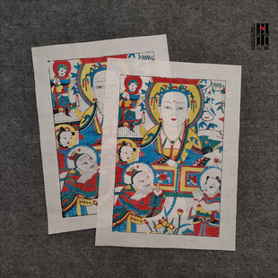 梁公馆正宗手工武强木版年画南海观世音菩萨大副面南海观音大士