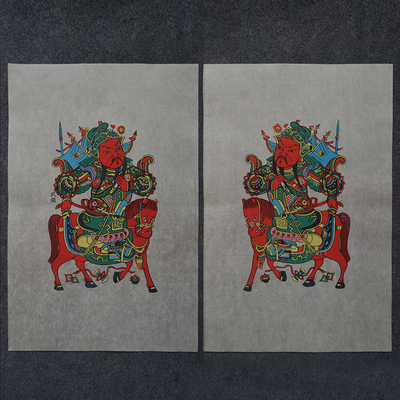 大副正宗武强年画手工大刀门神武门神富贵同春郁垒关公观音菩萨