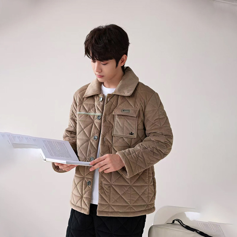 冬季青年新款时尚卡路曼男士睡衣珊瑚绒保暖纯色牛奶丝家居服套装