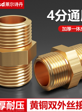 莱尔诗丹4分加厚全铜对丝外丝直接进水管接头配件通用软管对接器