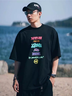 XPX周柏豪7LOGOSVARIATIONS团队英文印花图案圆领短袖T恤男女潮牌