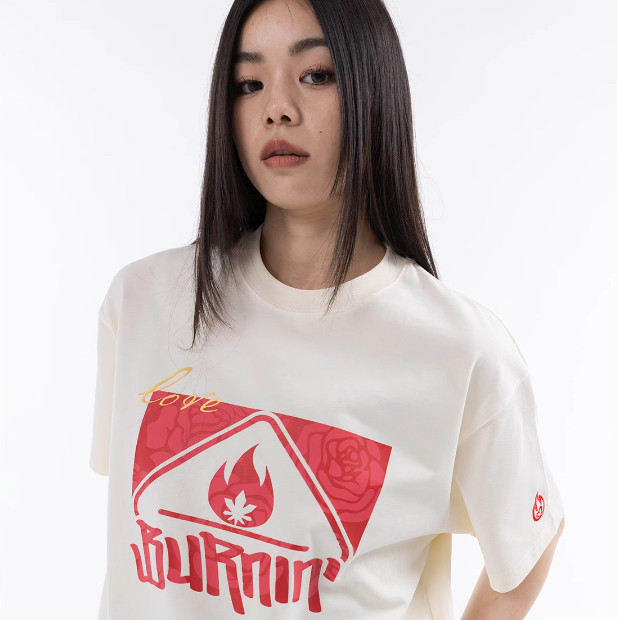 BURNIN* 玫瑰方片情人节T恤