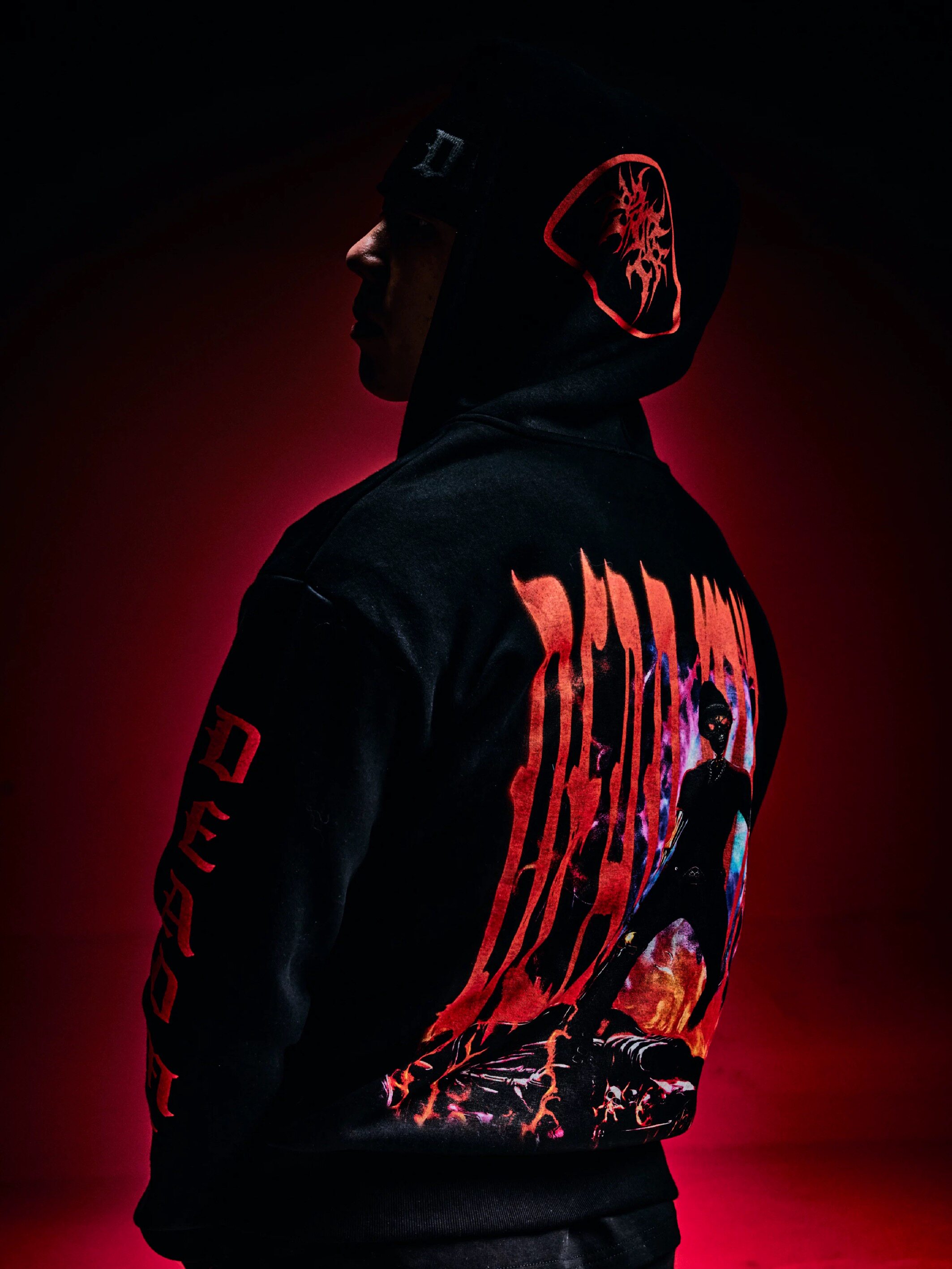Sasi Same Style Sasiover Black Printed American-Style Loose-Fitting Spring and Autumn Zip-Up Hooded Sweatshirt Jacket for Men and Women