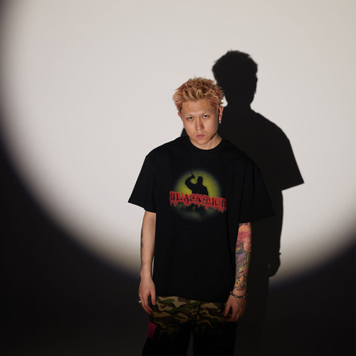 【BLACK8MOB】2026SS美式复古“影”印花纯棉宽松圆领短袖T恤男女