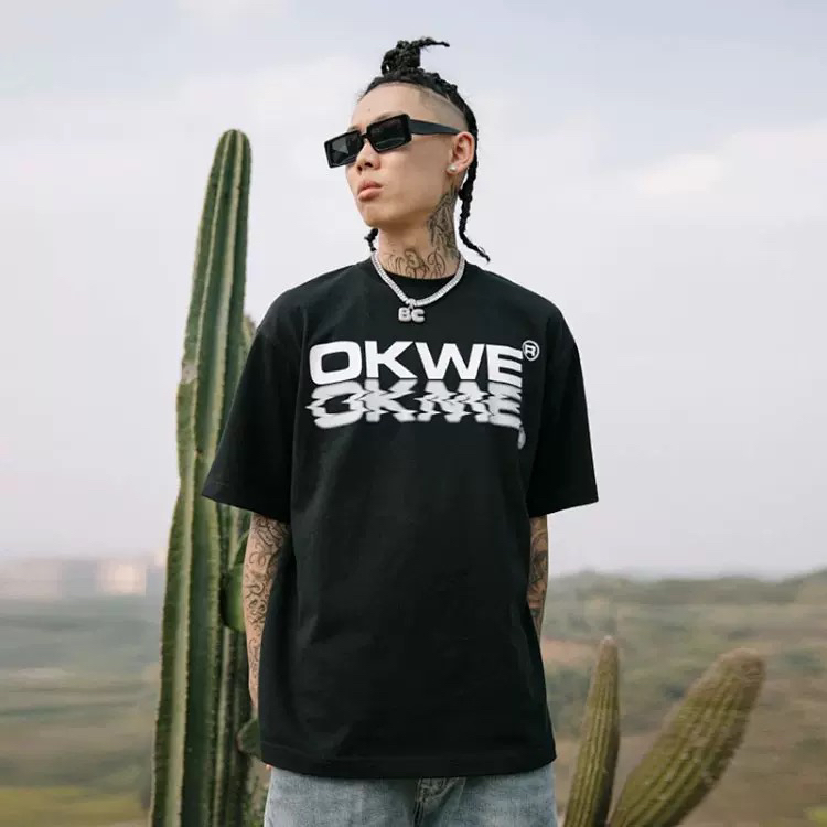 OKWE原创设计 国潮美式情侣装重磅纯棉短袖t恤男夏季小众潮牌半袖