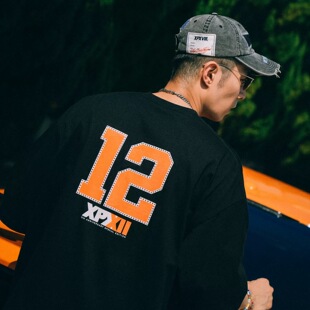 XPX_周柏豪同款 T恤纯棉男女 12周年限定12号字母印花logo宽松短袖