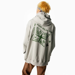 2727WORLD 法老 纸飞机发泡印花连帽衫套头秋冬新品男女同款卫衣