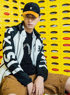 keios显脸小K字母刺绣灯芯绒棒球帽鸭舌帽子男女同款弯檐帽机场款