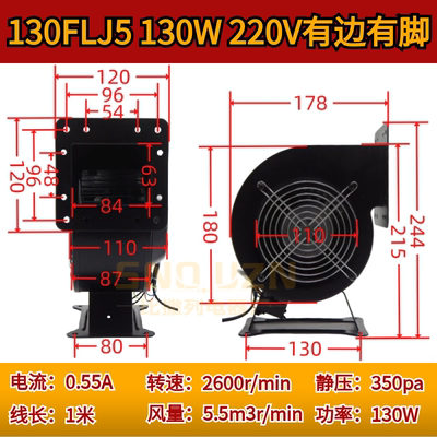 多翼离心机130/150FLJ1/0/5/17/15/7 380/220V小型工频气模鼓风机