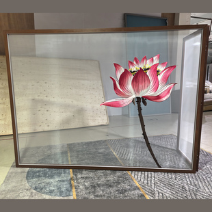 定制大幅半透明纱布丝绢画大厅办公室入户玄关隔断单双面刺绣屏风