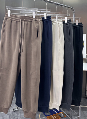 加绒字母刺绣男女情侣款冬季卫裤休闲长裤子