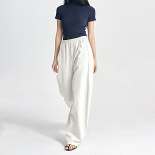 女松紧腰春秋灰色运动裤 阔腿裤 子弧线廓形休闲裤 Decemarch香蕉裤