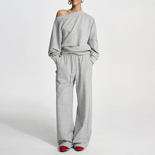 长裤 休闲裤 慵懒风 中低腰松紧腰垂感运动裤 Decemarch阔腿宽松卫裤