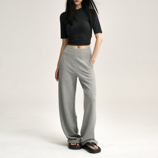 软糯 松紧腰长裤 Decemarch秋冬暖皮垂垂裤 醋酸四面弹直筒休闲裤