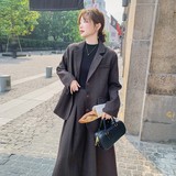 高级感毛呢西装套装裙女2024冬新款韩系复古a字半身裙加厚两件套，女装套装/套裙，小麦子服饰