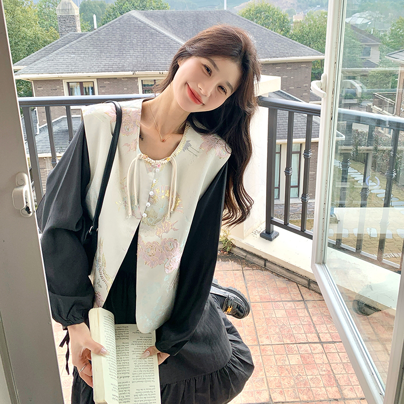 【大货已出】新中式马甲+连衣裙两件套ZB175-F8831P165K228，女装孕妇装，小麦子服饰