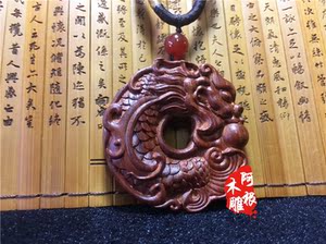 正宗印度小叶紫檀鱼化龙 仿古鱼化龙 挂坠 木雕鱼化龙牌子木雕