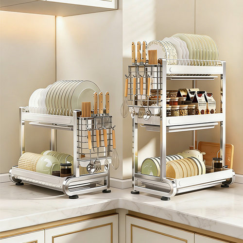 不锈钢多层碗碟沥水收纳架
