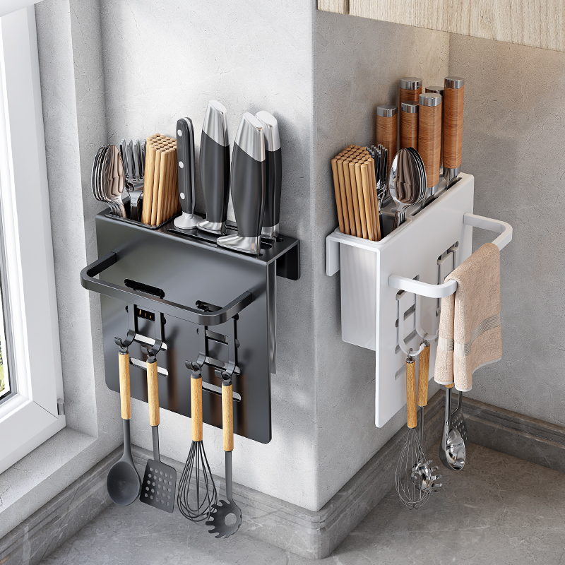 不锈钢多功能刀筷筒架带杆带挂钩