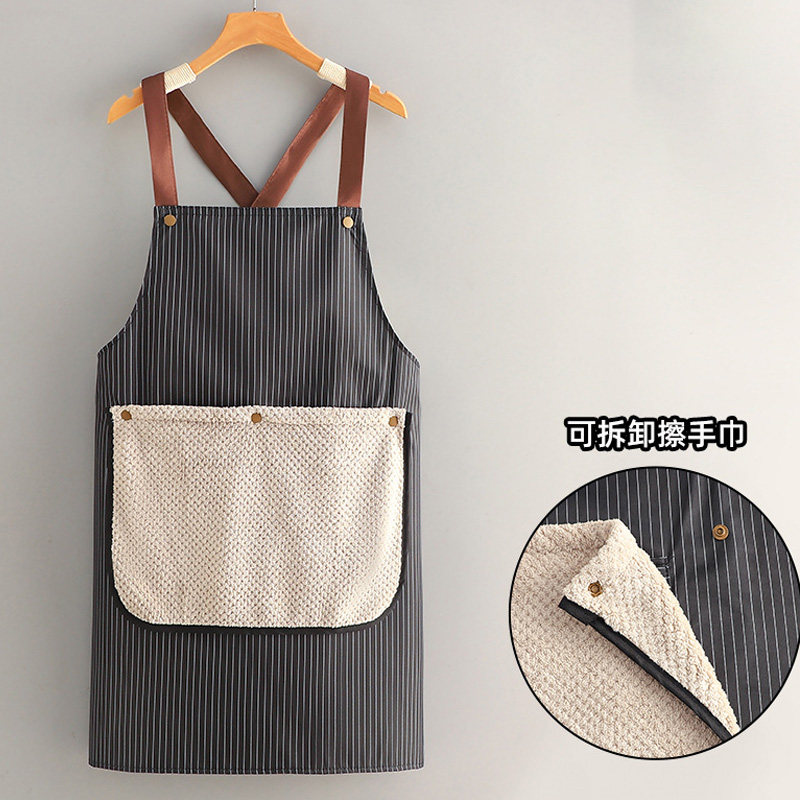 高颜值可拆卸防油擦手巾厨房大口袋围裙防水加厚2025新款年轻家用,家庭/个人清洁工具,围裙,淘宝优惠券,粉丝福利购,淘宝优惠卷