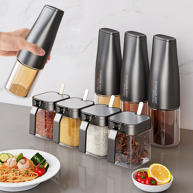 油壶厨房家用自动开合不挂油酱油醋壸调味料瓶盐罐组合套装置物架,厨房/烹饪用具,调味瓶罐/调料研磨器,淘宝优惠券,粉丝福利购,淘宝优惠卷