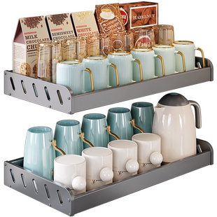 杯子收纳置物架茶杯放置收纳架免打孔壁挂家用放水杯水壶茶具架子