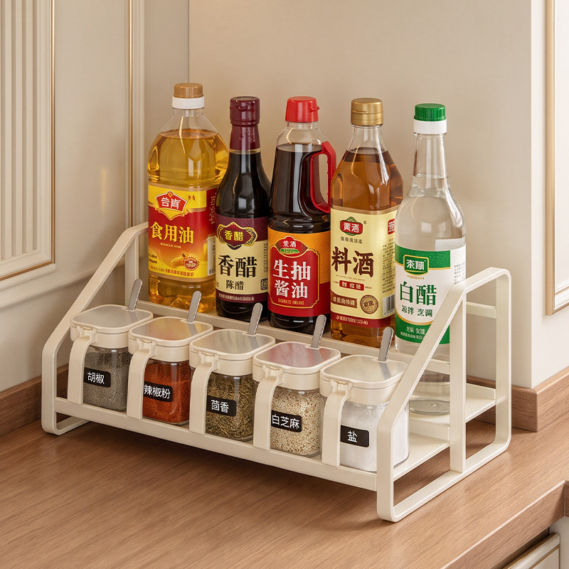 厨房家用调味料置物架组合套装台面放置酱油醋瓶盐罐佐料收纳架子