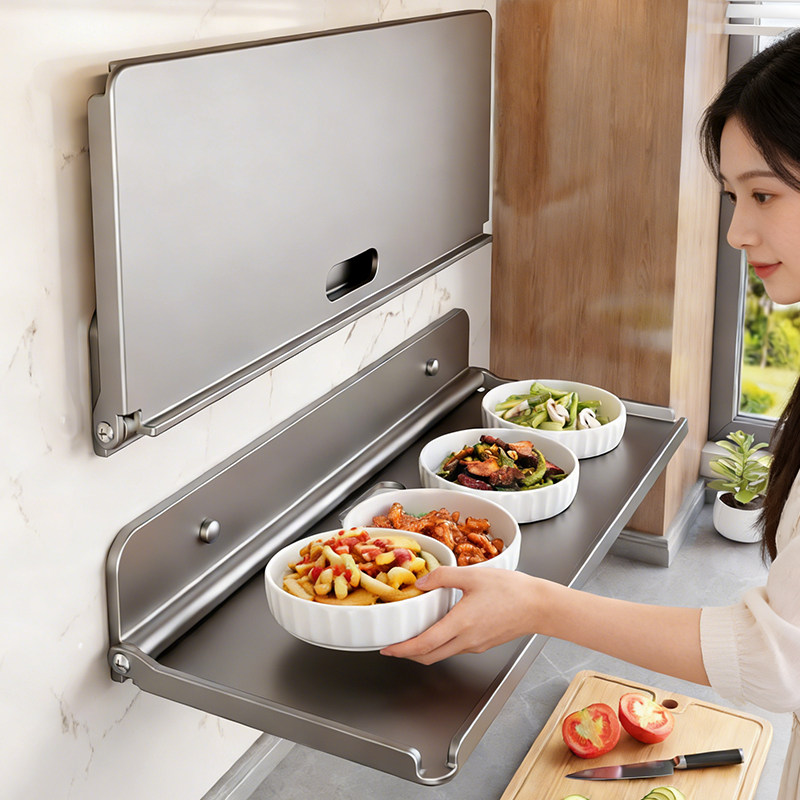 厨房备菜置物架免打孔配菜盘可折叠碗碟调味料收纳架子墙上壁挂式