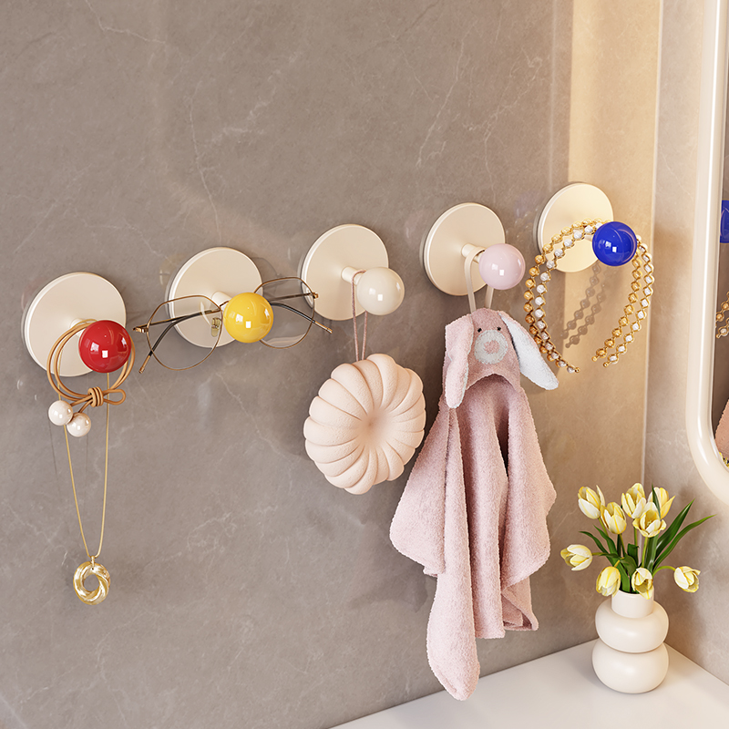 浴室挂钩创意可爱强力粘胶免打孔多巴胺承重无痕挂衣服包包衣帽钩