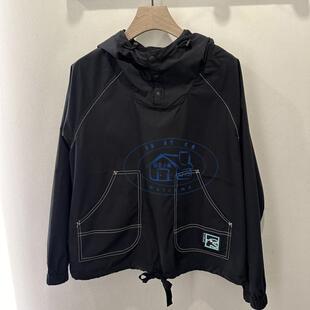 香港专柜代购agnes b.sport车缝线连帽束腰长袖外套  24秋冬女装