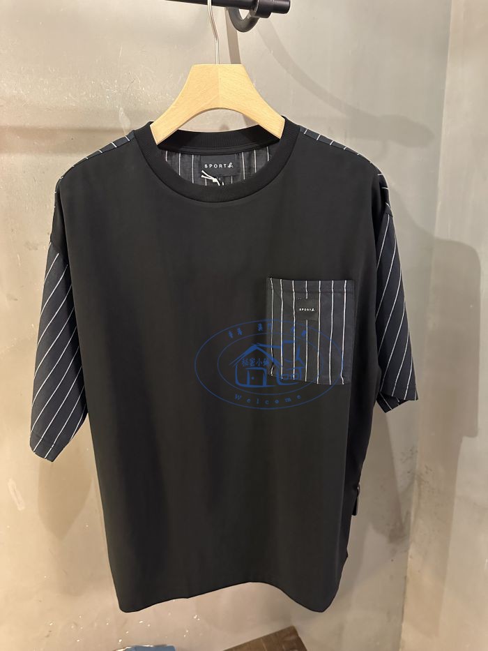 香港專櫃代購agnes b.sport口袋条纹拼接短袖宽松T恤 24春夏男款