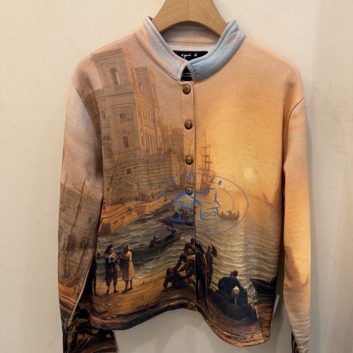 香港专柜代购 agnes b 棉質照片印花羅浮宮系列長袖外套 25秋冬女