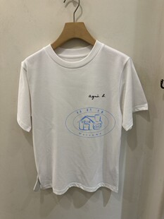 香港专柜代购agnes b.品牌小logo短袖圆领百搭纯棉T恤 24秋冬女装