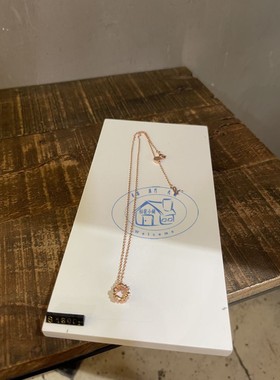 玫瑰金色925純銀圈圈水鑽吊墜項鏈