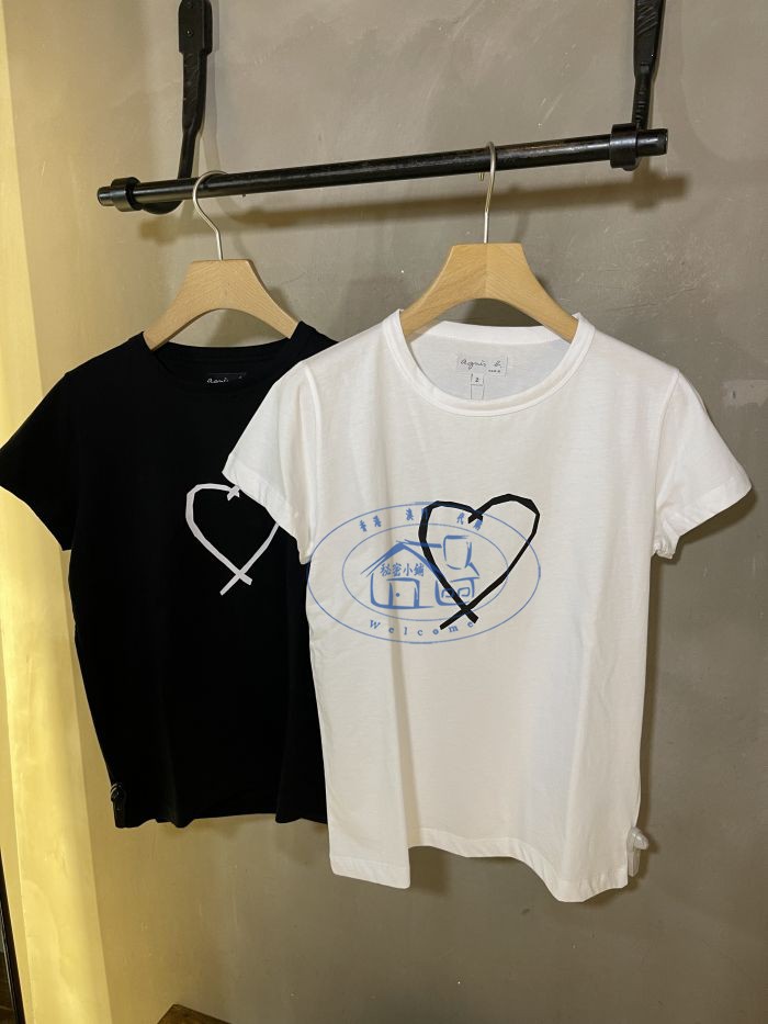 香港專櫃代購agnes b.經典款愛心logo百搭短袖圓領T恤 21秋冬女裝