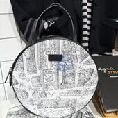 b.城市景觀印花气质兩用手提袋女斜挎 香港专柜代购 agnes 24秋冬